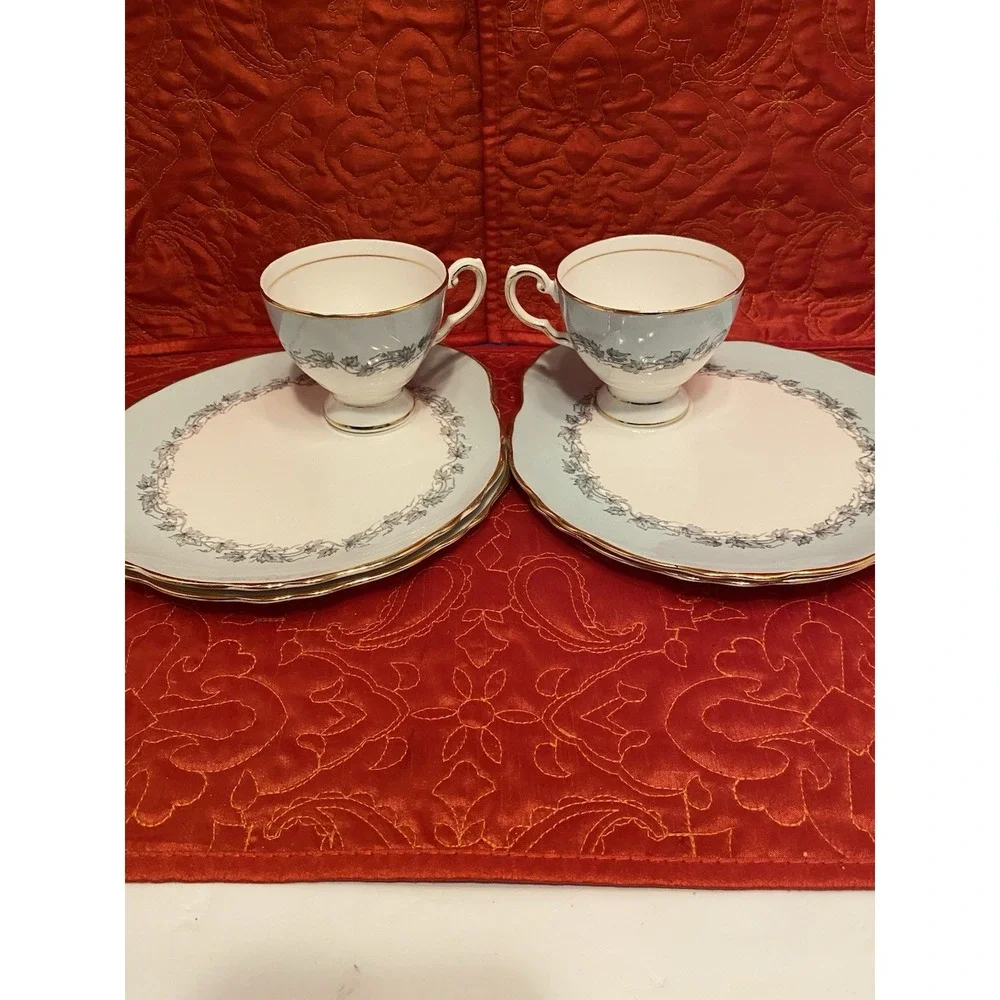Tuscan Fine‎ English Bone China Tea Cup Lunch/Snack Plate Set  8-Pc Aristocrat
